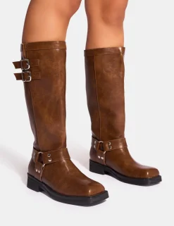 Hot Sirius Vintage Buckle Knee Hight Flat Boots Knee High Boots | Long Boots