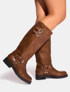 Hot Sirius Vintage Buckle Knee Hight Flat Boots Knee High Boots | Long Boots