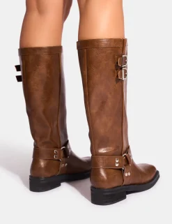 Hot Sirius Vintage Buckle Knee Hight Flat Boots Knee High Boots | Long Boots