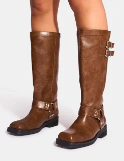 Hot Sirius Vintage Buckle Knee Hight Flat Boots Knee High Boots | Long Boots