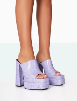 Best Sale Skyhigh Neon Croc Chunky Platform High Heeled Mules Mules