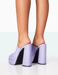 Best Sale Skyhigh Neon Croc Chunky Platform High Heeled Mules Mules