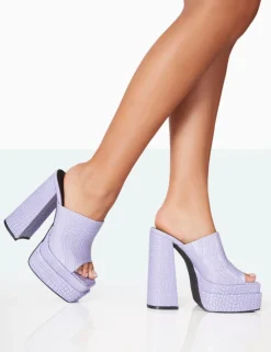 Best Sale Skyhigh Neon Croc Chunky Platform High Heeled Mules Mules