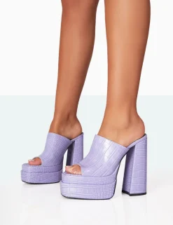 Best Sale Skyhigh Neon Croc Chunky Platform High Heeled Mules Mules