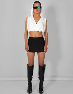 Shop Sleeveless Wrap Front Top With Hood Ivory Tracksuits | Tracksuits
