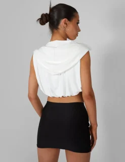 Shop Sleeveless Wrap Front Top With Hood Ivory Tracksuits | Tracksuits