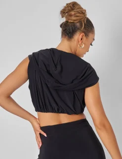Best Sleeveless Wrap Front Top With Hood Tops