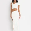 Sale Slinky Asymmetric Ruched Maxi Skirt Co Ord White Sculpt & Leisure | Kaiia The Label