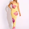 Sale Slinky Bandeau Floral Print Maxi Dress Dresses