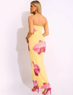 Sale Slinky Bandeau Floral Print Maxi Dress Dresses