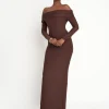 Outlet Slinky Bardot Maxi Dress Sculpt & Leisure | Kaiia The Label