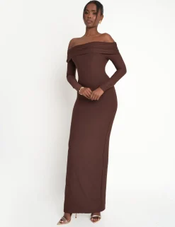 Outlet Slinky Bardot Maxi Dress Sculpt & Leisure | Kaiia The Label