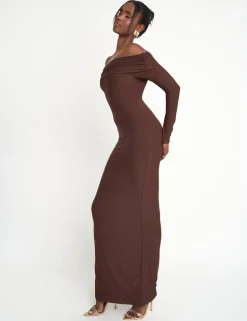 Outlet Slinky Bardot Maxi Dress Sculpt & Leisure | Kaiia The Label