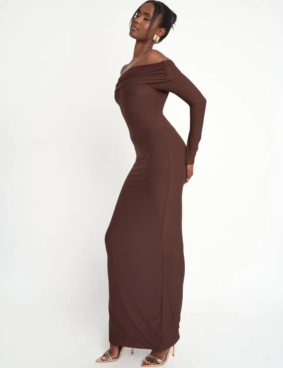 Outlet Slinky Bardot Maxi Dress Sculpt & Leisure | Kaiia The Label