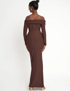 Outlet Slinky Bardot Maxi Dress Sculpt & Leisure | Kaiia The Label
