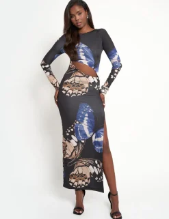 Flash Sale Slinky Butterfly Cut Out Detail Maxi Dress Sculpt & Leisure | Kaiia The Label