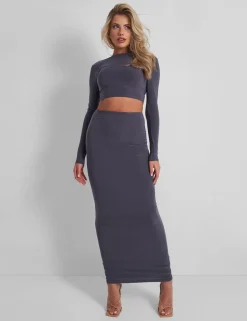Flash Sale Slinky Column Maxi Skirt Slate Sculpt & Leisure | Kaiia The Label