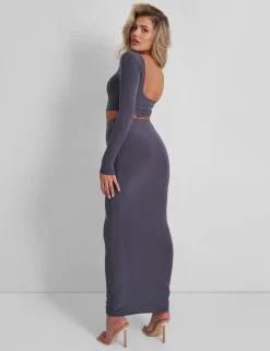 Flash Sale Slinky Column Maxi Skirt Slate Sculpt & Leisure | Kaiia The Label