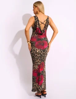 Store Slinky Cowl Neck Floral Print Maxi Dress Dresses