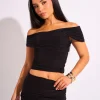 Online Slinky Drape Off Shoulder Top Sculpt & Leisure | Kaiia The Label