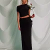 Clearance Slinky Foldover Ruched Maxi Skirt Co-ords