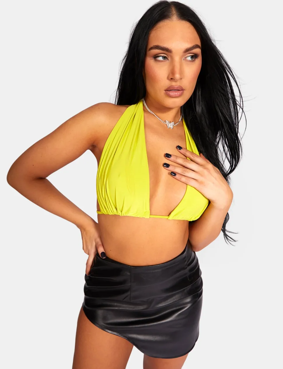 Hot Slinky Halterneck Top Lime Sculpt & Leisure | Kaiia The Label