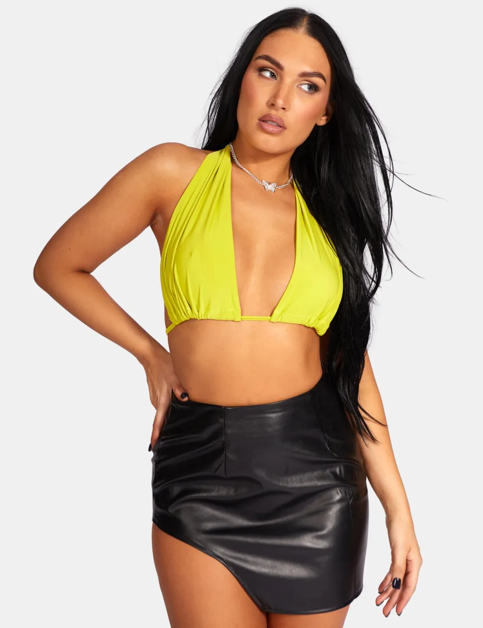 Hot Slinky Halterneck Top Lime Sculpt & Leisure | Kaiia The Label