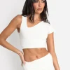 Outlet Slinky Low Neck Co Ord Top White Sculpt & Leisure | Kaiia The Label