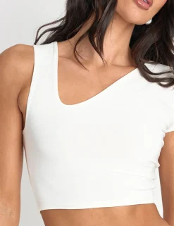 Outlet Slinky Low Neck Co Ord Top White Sculpt & Leisure | Kaiia The Label