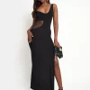 New Slinky Mesh Cut Out Maxi Dress Dresses