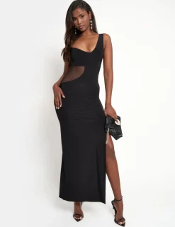 New Slinky Mesh Cut Out Maxi Dress Dresses