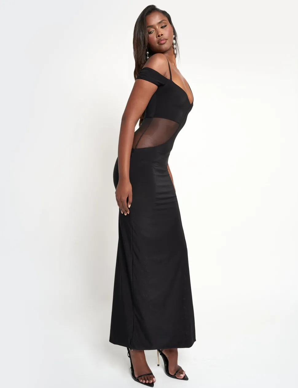 New Slinky Mesh Cut Out Maxi Dress Dresses