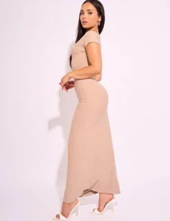 Clearance Slinky Open Back Detail Luxe Maxi Dress Dresses