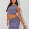 Cheap Slinky Open Back Tie Detail Crop Top Charcoal Co-ords | Tops