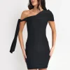 Outlet Slinky Over Shoulder Tie Detail Mini Dress Sculpt & Leisure | Kaiia The Label