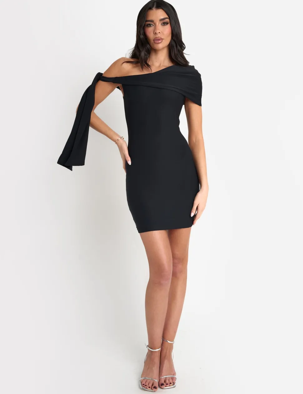 Outlet Slinky Over Shoulder Tie Detail Mini Dress Sculpt & Leisure | Kaiia The Label