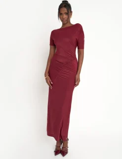 Fashion Slinky Ruched Detail Maxi Dress Sculpt & Leisure | Kaiia The Label