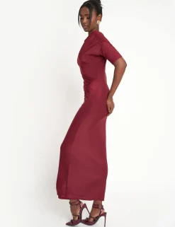 Fashion Slinky Ruched Detail Maxi Dress Sculpt & Leisure | Kaiia The Label