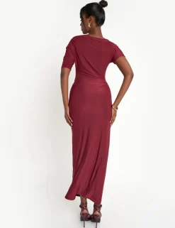 Fashion Slinky Ruched Detail Maxi Dress Sculpt & Leisure | Kaiia The Label