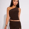Flash Sale Slinky Ruched Detail One Shoulder Top Co-ords | Tops