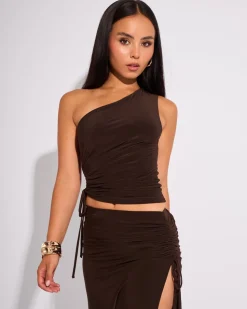 Flash Sale Slinky Ruched Detail One Shoulder Top Co-ords | Tops