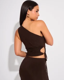 Flash Sale Slinky Ruched Detail One Shoulder Top Co-ords | Tops