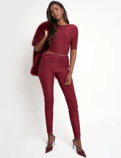 Sale Slinky Ruched Short Sleeve Top Co Ord Sculpt & Leisure | Kaiia The Label