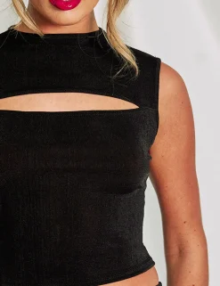 Store Slinky Slit Detail Sleeveless Top Tops