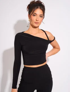 Best Slinky Twist Strap Asymmetric Luxe Top Co-ords | Tops