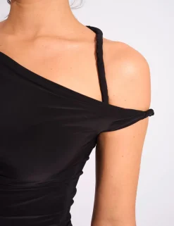 Best Slinky Twist Strap Asymmetric Luxe Top Co-ords | Tops