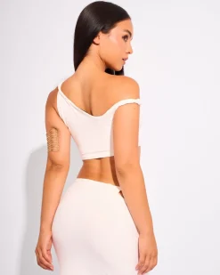 Cheap Slinky Twist Strap Crop Top White Co-ords | Tops