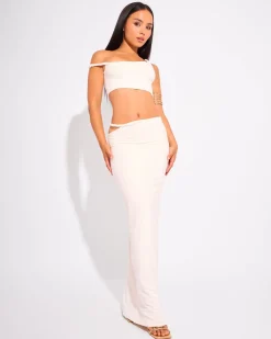 Cheap Slinky Twist Strap Crop Top White Co-ords | Tops