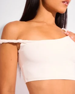 Cheap Slinky Twist Strap Crop Top White Co-ords | Tops