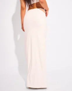 Discount Slinky Twist Strap Maxi Skirt White Co-ords | Skirts